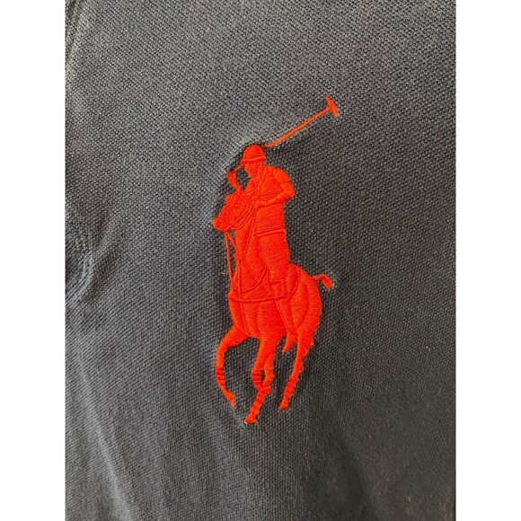 Vtg POLO RALPH LAUREN Cotton Polo Shirt Men's XL Navy BIG PONY Red Custom Fit - Picture 10 of 16